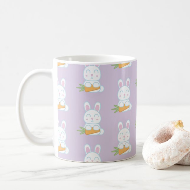 Der Hasen-Muster-Becher Kaffeetasse (Mit Donut)