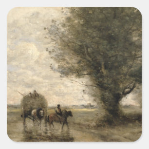 Der Haycart, c. 1860 Quadratischer Aufkleber