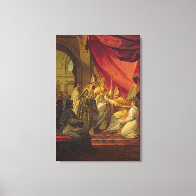 Der Heilige Augustinus, der als Bischof ordiniert  Leinwanddruck (Vorderseite)