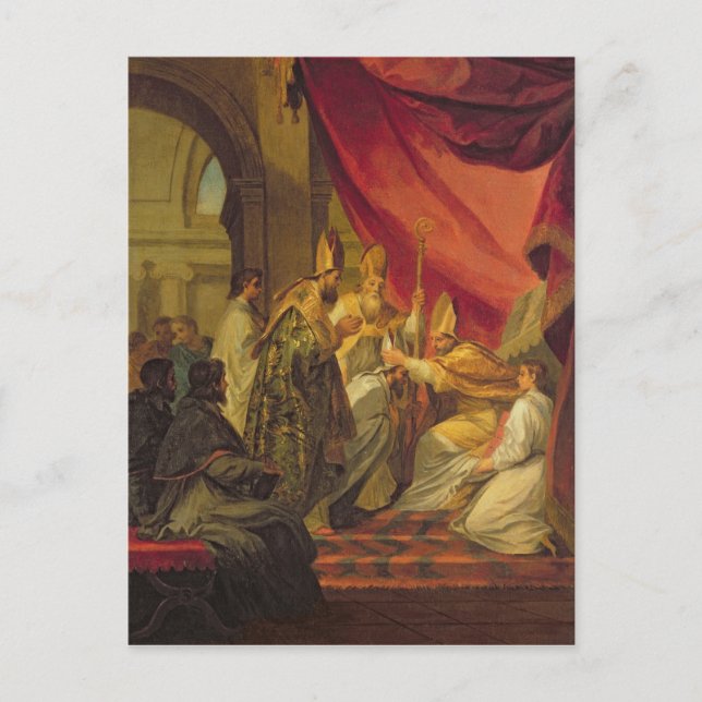 Der Heilige Augustinus, der als Bischof ordiniert  Postkarte (Vorderseite)