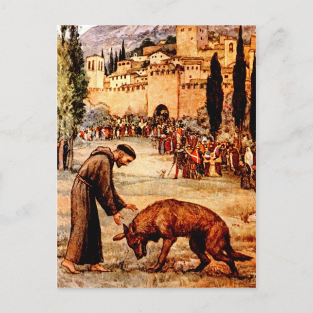 Der heilige Franziskus und der Wolf Postkarte (Vorderseite)