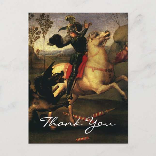 Der heilige Georg von Raphael kämpft gegen den Dra Postkarte (Vorderseite)