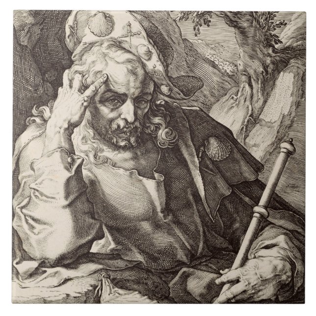 Der Heilige James der Große Apostel Fliese (Vorderseite)