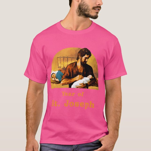 Der heilige Joseph hält den kleinen Jesus, während T-Shirt (Vorderseite)