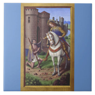 Der heilige Martin von Tours teilt seinen Mantel e Fliese