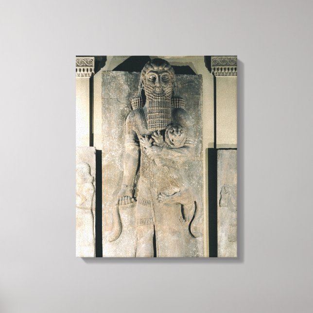 Der Held Gilgamesh mit einem Löwen Leinwanddruck (Vorderseite)