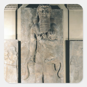 Der Held Gilgamesh mit einem Löwen Quadratischer Aufkleber