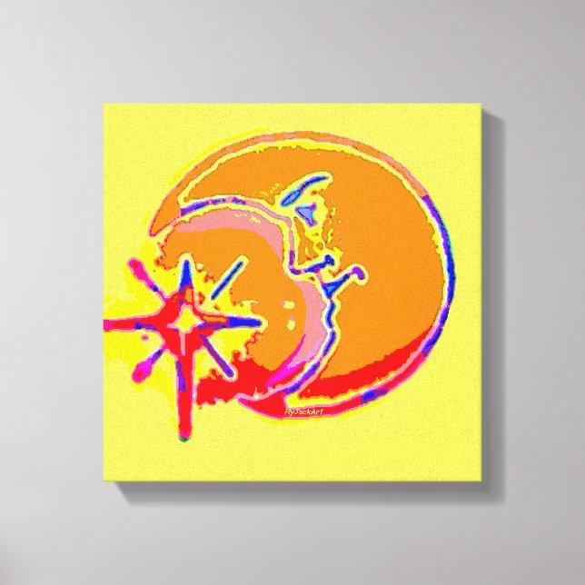 Der helle Mann auf den mit dem Mond ummantelten Le Leinwanddruck (Vorderseite)