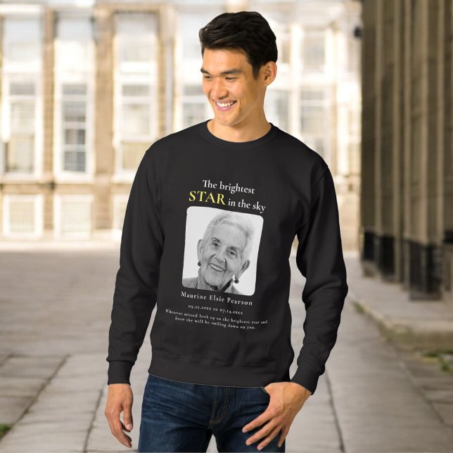der hellste Stern Foto-Erinnerungspulli Sweatshirt (memorial sweater with photo , fully ediatble funeral keepsake )