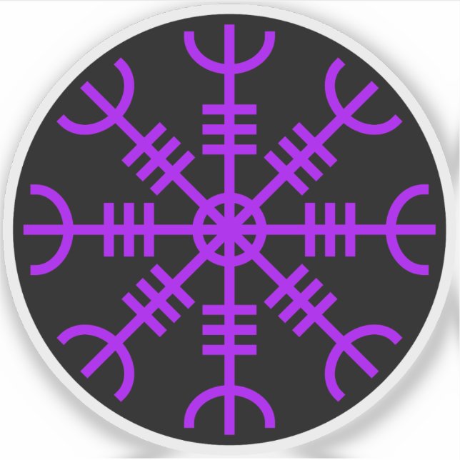 Der Helm von Awe - Aegishjalmur (lila auf schwarz) Aufkleber (Vorderseite)