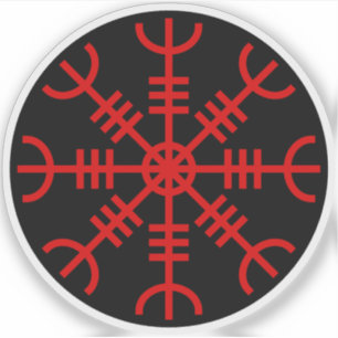Der Helm von Awe - Aegishjalmur (rot auf schwarz) Aufkleber
