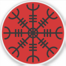 Der Helm von Awe - Aegishjalmur (schwarz auf rot)