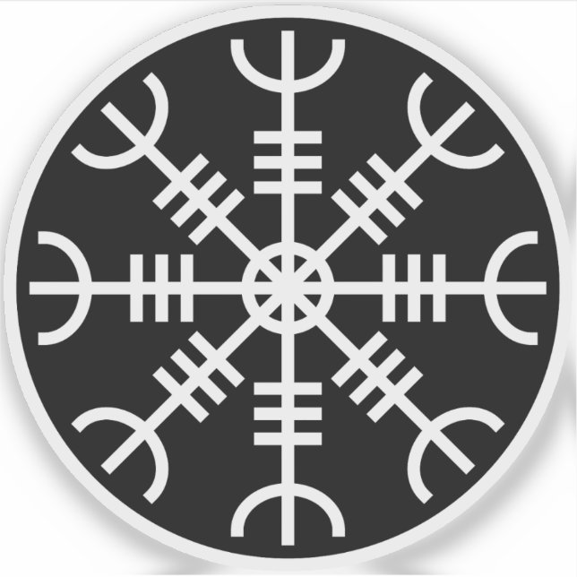 Der Helm von Awe - Aegishjalmur (weiß auf schwarz) Aufkleber (Vorderseite)