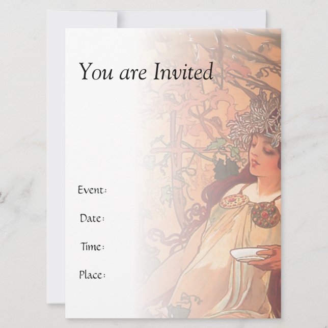 Der Herbst - Alphonse Mucha Einladung (Vorderseite)