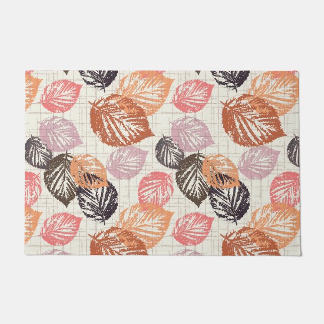 Der Herbst Blätter auf Beige. Fußmatte (Vorderseite)