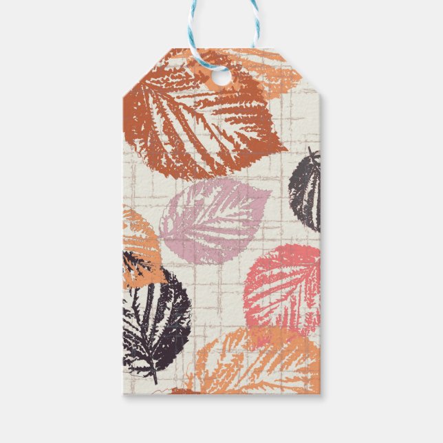 Der Herbst Blätter auf Beige. Geschenkanhänger (Vorderseite)