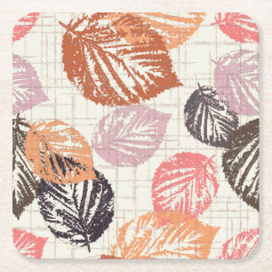 Der Herbst Blätter auf Beige. Rechteckiger Pappuntersetzer