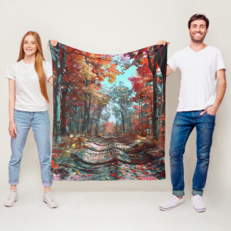 Der Herbst erstreckt sich über Wälder mit roten Bl Fleecedecke