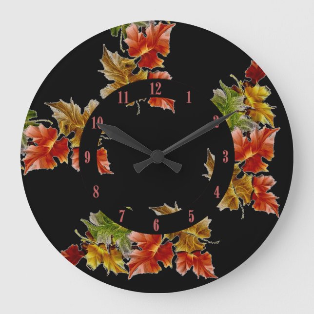 Der Herbst hinterlässt die Patternumlaufuhr Große Wanduhr (Vorderseite)