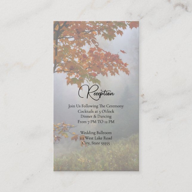 Der Herbst hinterlässt eine rustikale Empfang-Umsc Begleitkarte (Vorderseite)
