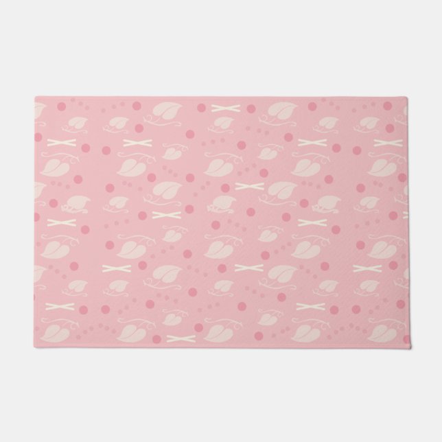 Der Herbst hinterlässt Muster rosa Vanilla Fußmatte (Vorderseite)