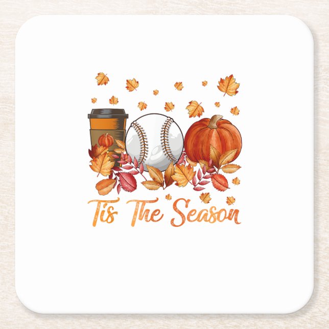 Der Herbst in dieser Saison ist dem Baseball Pumpk Rechteckiger Pappuntersetzer (Vorderseite)
