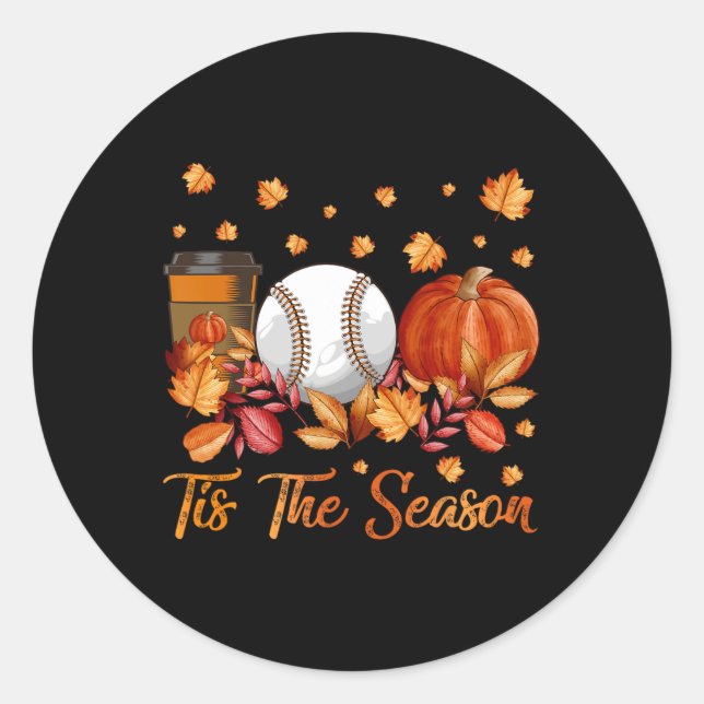 Der Herbst in dieser Saison ist dem Baseball Pumpk Runder Aufkleber (Vorderseite)