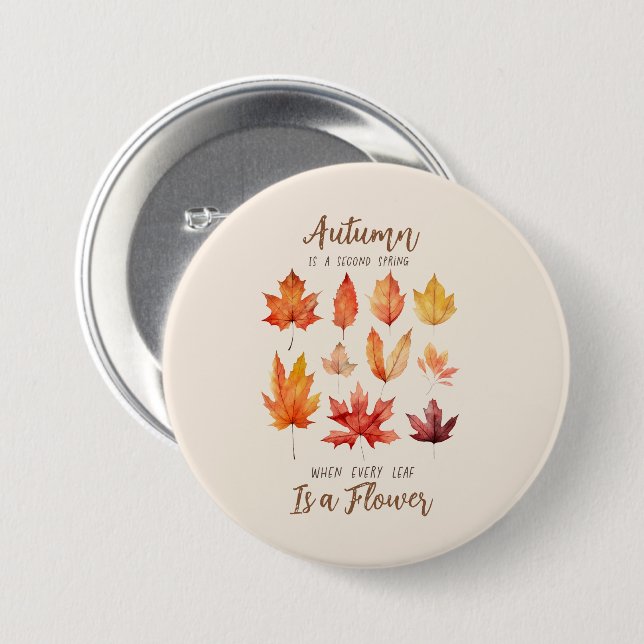 Der Herbst ist der zweite Frühling - Herbstlaub Button (Vorne & Hinten)