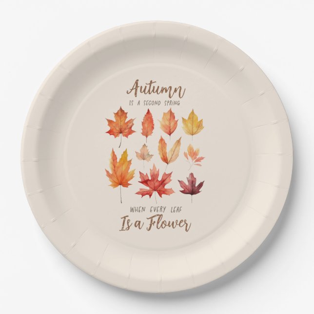 Der Herbst ist der zweite Frühling - Herbstlaub Pappteller (Vorderseite)