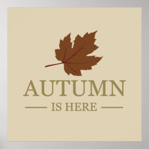 Der Herbst ist hier Aquarellblätter fallen Oktober Poster