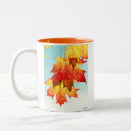 Der Herbst ist in der Luft! Zweifarbige Tasse