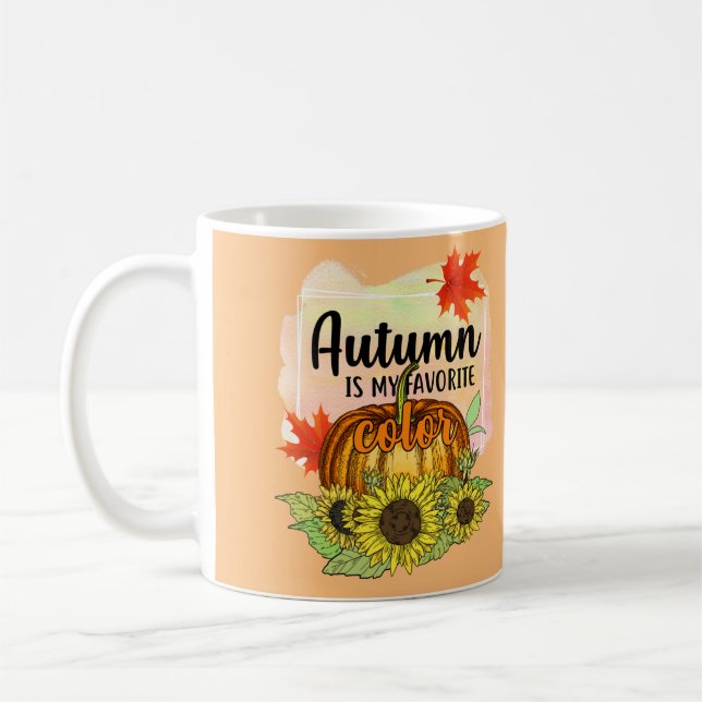 Der Herbst ist meine Lieblingsfarbe - Blätter Pump Kaffeetasse (Links)