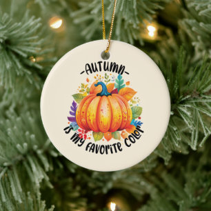 Der Herbst ist meine Lieblingsfarbe - Kürbiskugel  Keramik Ornament