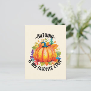 Der Herbst ist meine Lieblingsfarbe - Kürbiskugel Postkarte