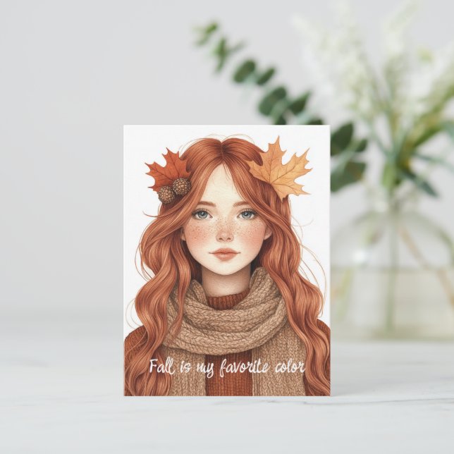 Der Herbst ist meine Lieblingsfarbe niedlich Postkarte (Stehend Vorderseite)