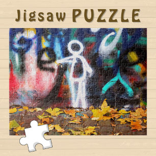 Der Herbst lässt den weißen Cartoon auf der Graffi Puzzle