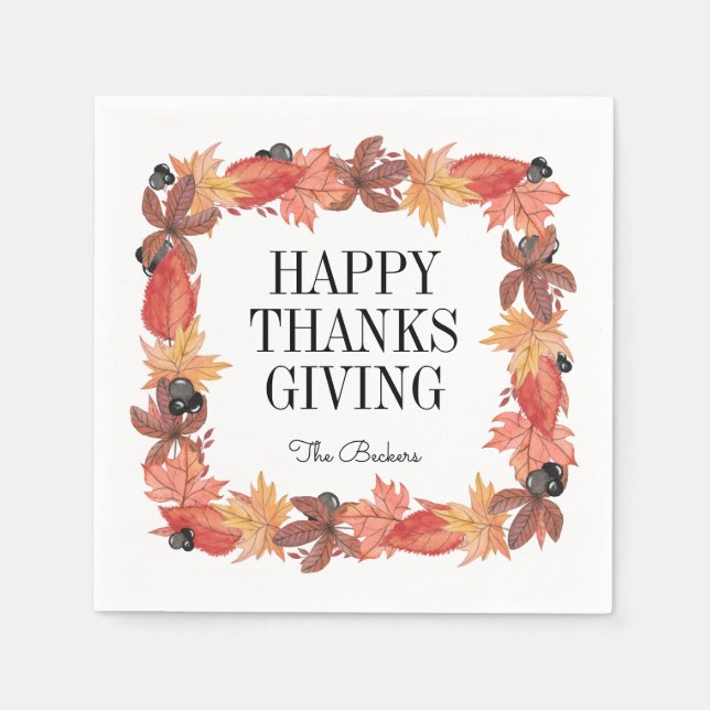 Der Herbst lässt glückliches Erntedankbuch Napkin Serviette (Vorderseite)
