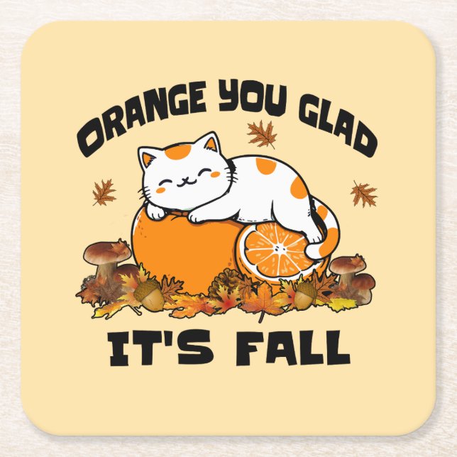 Der Herbst lässt Orange Sie Glad Es ist Fall Funny Rechteckiger Pappuntersetzer (Vorderseite)