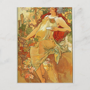 Der Herbst von Alphonse Mucha Postkarte