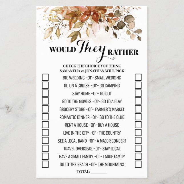 Der Herbst würde sie eher fallen als Duschspiel Flyer (Vorne)