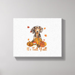 Der Herbst Y'all Dackel Hund Fall Scarf Herbst Pum Leinwanddruck