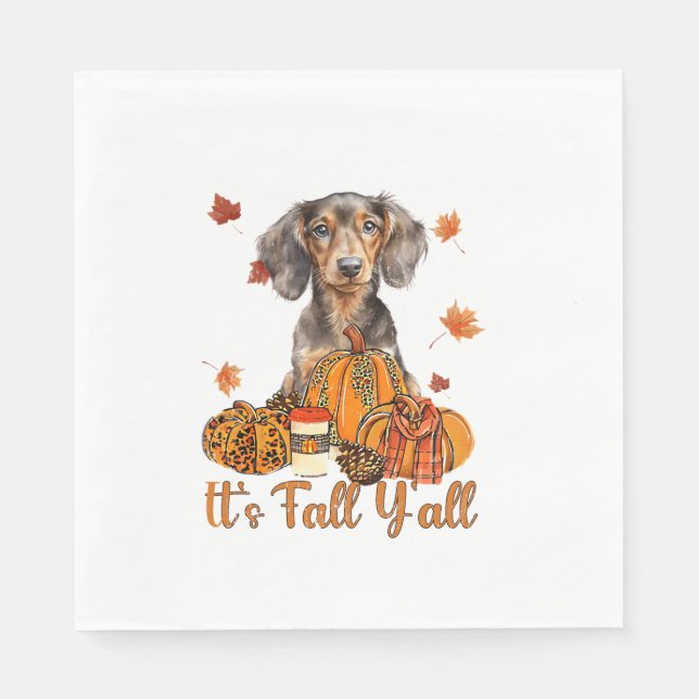 Der Herbst Y'all Dackel Hund Fall Scarf Herbst Pum Serviette (Vorderseite)