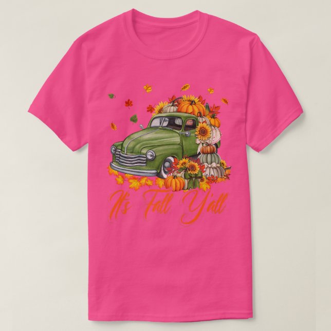 Der Herbst-Yall Pumpkin Truck Herbstbaum Hallo T-Shirt (Design vorne)