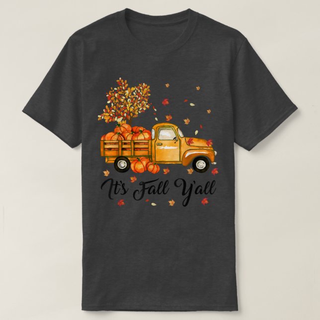 Der Herbstfall des Niedlichen Kürbiswagens im Herb T-Shirt (Design vorne)
