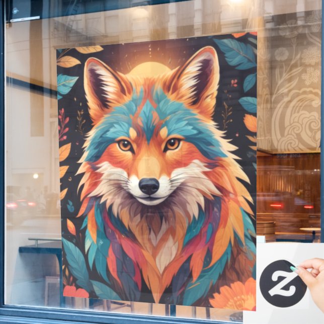 Der Herbstfox Fensteraufkleber (Café-Fenster)