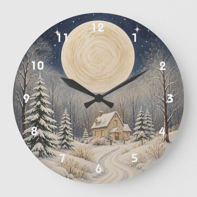Der Herd von Winters Glanz Große Wanduhr (Vorderseite)