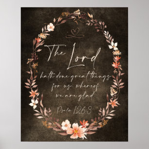 Der Herr hat große Dinge getan KJV Floral Grunge Poster