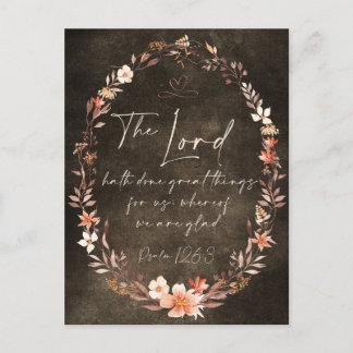 Der Herr hat Großes getan KJV Floral Grunge Postkarte