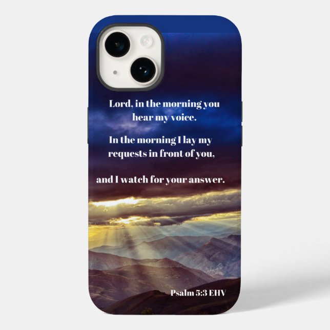Der Herr hört mich Psalm 5:3 Bibelverse Case-Mate iPhone Hülle (Rückseite)