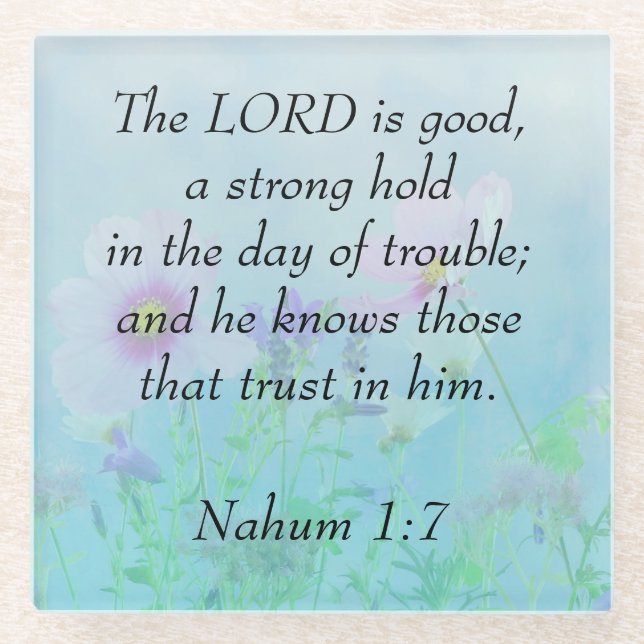 Der Herr ist gut - Nahum 1:7 Glasuntersetzer (Vorderseite)